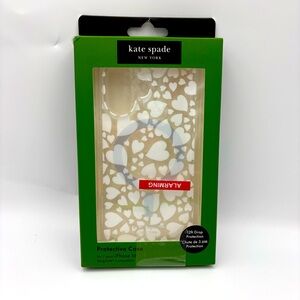 Kate Spade Clear with White Hearts iPhone 16 Case